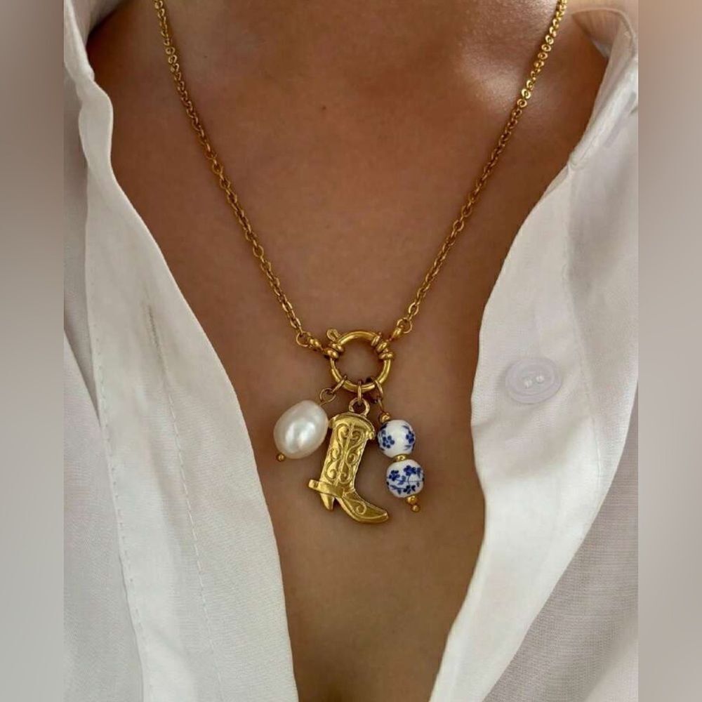 Boho pearl necklace #1355